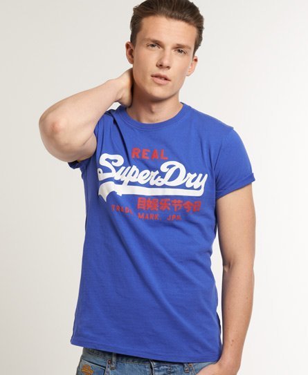 英國 極度乾燥 Superdry Vintage Logo T-Shirt 短袖 上衣 復古 基本款 藍現貨ML A&F