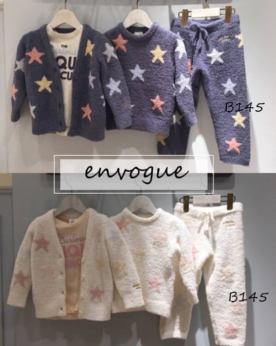 =envogue=B145星星保暖 套頭長袖T V領外套軟綿綿長袖套裝組$1250  Gelato pique kids