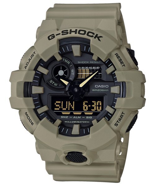 【金台鐘錶】CASIO 卡西歐 G-SHOCK  (棕褐色) 軍用夾克常見的色系 GA-700UC-5A