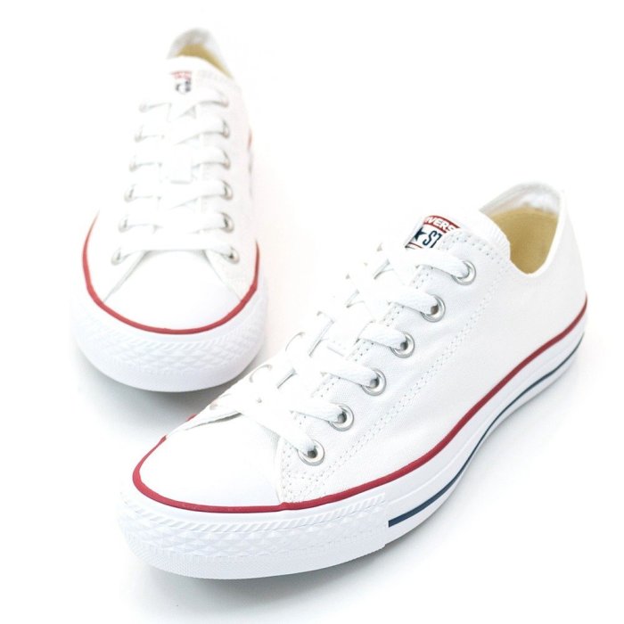 Converse ALL STAR 低筒 基本款 帆布休閒鞋 白X紅邊 M7652C 全尺碼【iSport愛運動】