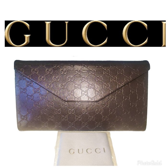 (售?)85成新 古馳 Gucci 真品 摺疊皮質眼鏡盒(L號)飾品原廠配件盒太陽眼鏡盒 名牌眼鏡盒 磁釦收納盒