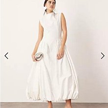 (嫻嫻屋) 英國ASOS-白色高領無袖泡泡中長裙洋裝禮服AE24