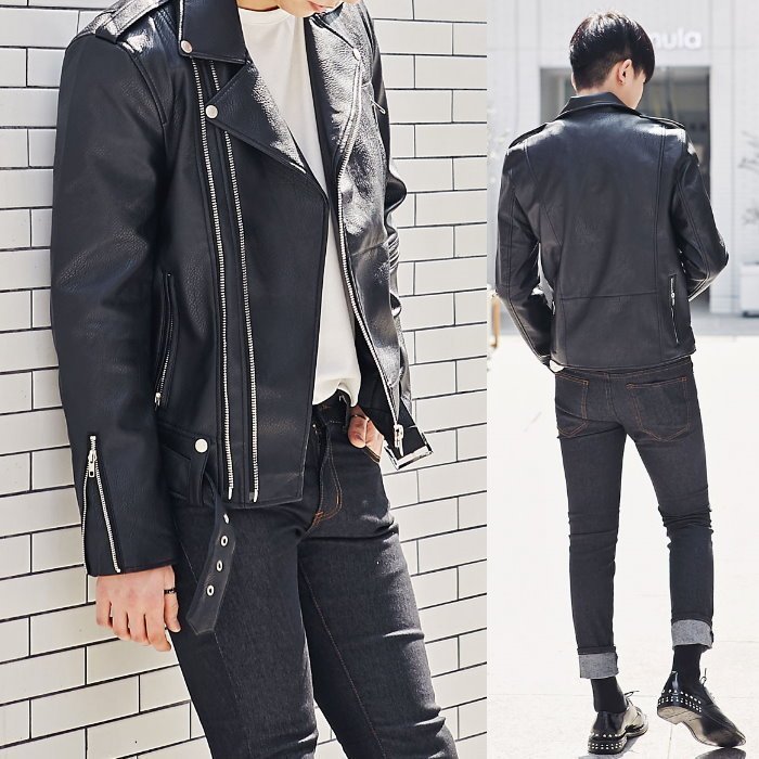 古着 Korean made single leather jacket-