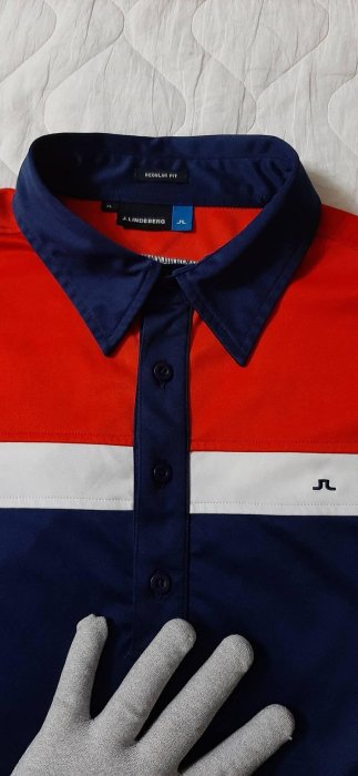 （客訂勿下標）專櫃正品J.LINDEBERG Golf高爾夫拼色排汗彈性合身短袖Polo衫 XL