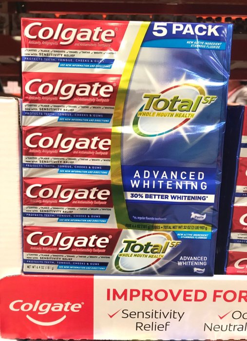 Costco好市多 Colgate 高露潔 全效潔白牙膏 181公克x5入  whitening