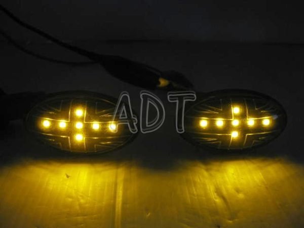 ~~ADT.車燈.車材~~MINI COOPER S R50 R52 R53 英國國旗式樣LED銀底側燈一組1000