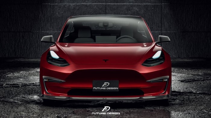 【政銓3D數位科技】特斯拉 TESLA MODEL3 FD 品牌  高品質抽真空 卡夢 前下巴 免費安裝 原創著作