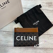 《真愛名牌精品》Celine10F672CQ6 老花PVC白字 卡片零錢包*全新品*代購