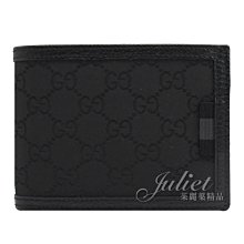 【茱麗葉精品】全新精品 GUCCI 217044 經典雙G LOGO緹花布皮飾邊多卡中短夾.黑 預購無現貨