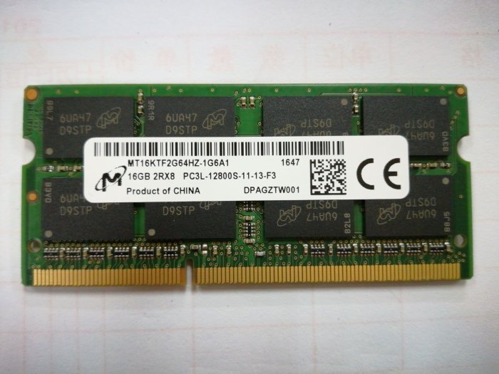 MT鎂光16G 1600 DDR3L X250 T450S P40 DDR3 16GB單條筆電記憶體