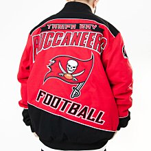 Cover Taiwan 官方直營 NFL 海盜隊 超級盃 刺繡 棒球外套 嘻哈 寬鬆 紅色 黑色 大尺碼 (預購)