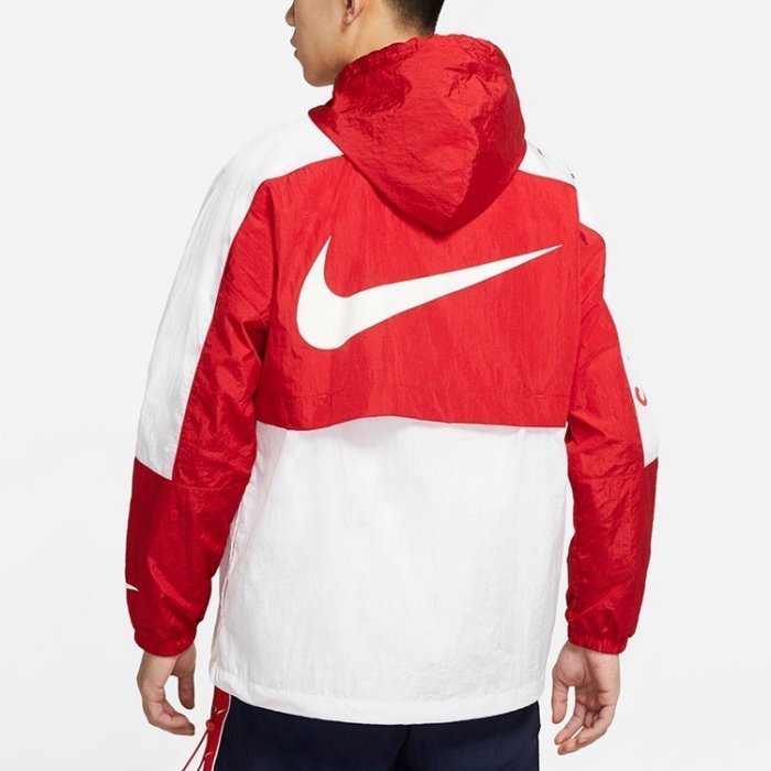 南◇2021 1月NIKE NSW SWOOSH JACKET 風衣外套 拼接色 黑010 紅 DJ4131-657