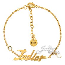 【茱麗葉精品】全新商品 Dior 專櫃商品 Jadior 英字LOGO水鑽珍珠裝飾手鍊.金 現貨