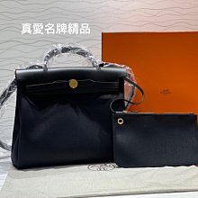 《真愛名牌精品》Hermes  herbag 31cm 黑色帆布+黑色全皮  金扣  *全新*118E98代購