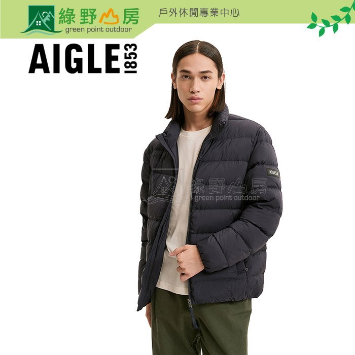 《綠野山房》AIGLE 法國 男款 防潑輕量羽絨外套 90/10白鵝絨 深藍色 M碼 AG-2A108-A057