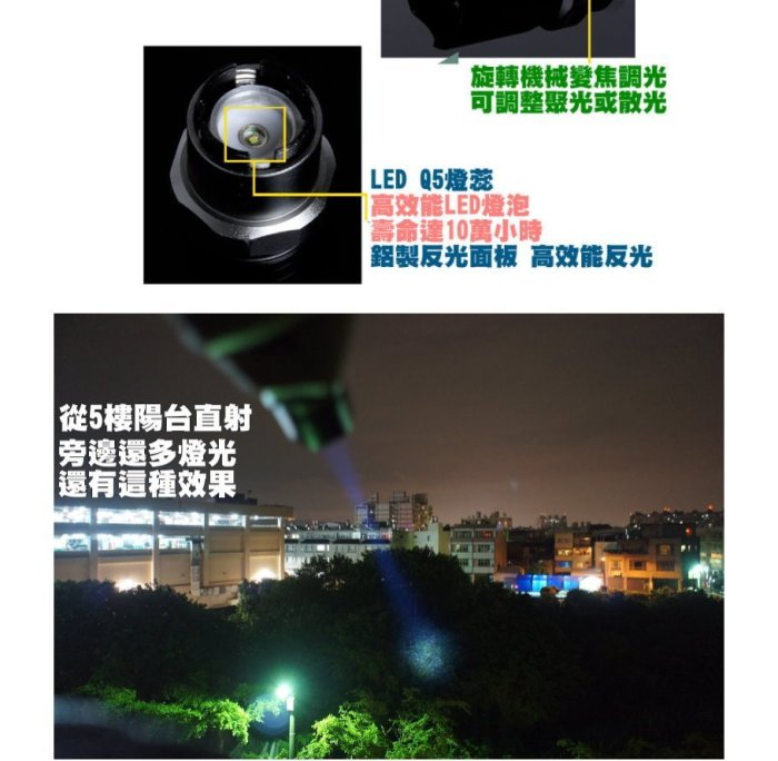 美國版Q5 LED 手電筒 14段旋轉變焦 強光手電筒 T6L2 自行車燈 騎車【HT16】