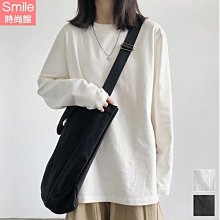 【V3257】SMILE-簡約休閒．純色圓領寬鬆長袖上衣