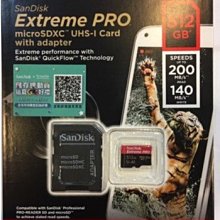 SanDisk Extreme PRO microSDXC 512GB 記憶卡 TF 512G U3 A2 V30 200MB/s 公司貨 SDSQXCD