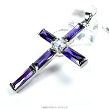 珍珠林~零碼出清.超美的大梯鑽十字架(紫)#750