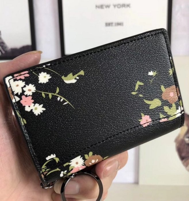 小皮美國正品代購 COACH 59746 新款女士卡包 零錢包 手拿包 短夾 鑰匙扣包 翻蓋短夾 錢夾 附購證