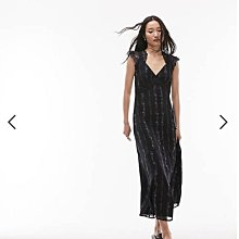 (嫻嫻屋) 英國ASOS-Topshop花卉印花V領蕾絲肩帶無袖中長裙洋裝禮服EG23