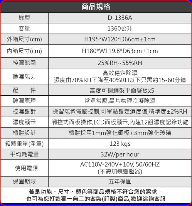 ☆SIVO電子商城☆ 防潮家1360公升 D-1336A大型防潮箱大型電子防潮箱／庫房倉儲管理／智能數控高效除濕防潮箱