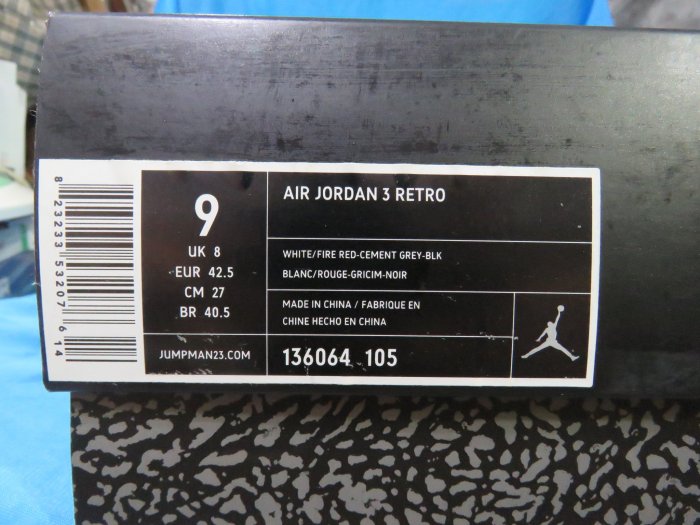 AIR JORDAN 3 RETRO 136064-105 US9 AJ3 白黑紅灌籃大賽爆裂紋| Yahoo