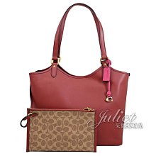 【茱麗葉精品】全新精品 COACH 專櫃商品 C6337 荔枝皮革簡約肩背托特包.深紅 現貨