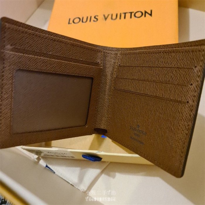 小甄二手LV 路易威登 MULTIPLE 錢包相片夾層 LV 短款錢包 對折短夾 經典老花 棕色