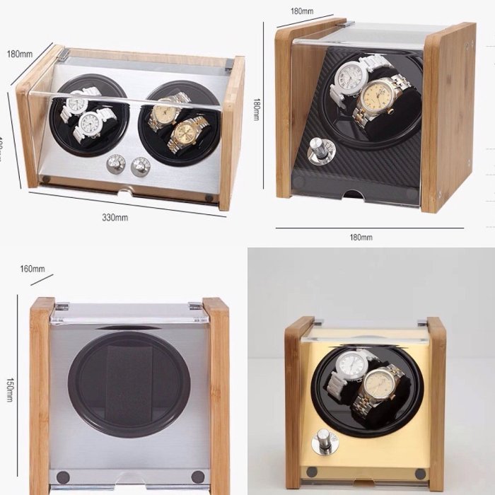 自動上鍊錶盒 竹木錶盒 自動錶盒 搖錶器金色機械錶收納盒1轉2錶搖錶器