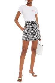 RAG & BONE Gathered gingham cotton shorts us2