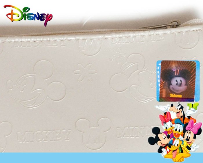 【DJ媽咪玩具日本流行精品】迪士尼 珍珠白色米奇壓紋 零錢包 卡片夾 手拿包 隨手包