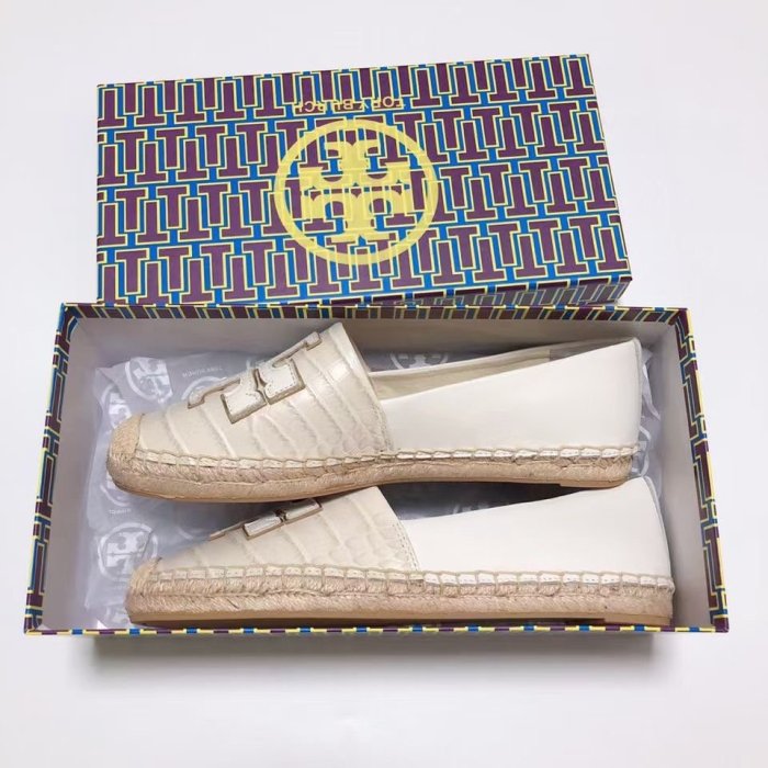 ╭☆包媽子店☆TORY BURCH INES  ESPADRILLE 真皮草編漁夫鞋~