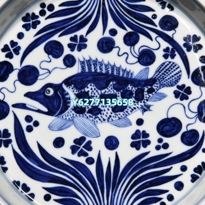 明青花魚藻紋洗，高3.8cm直徑18.2cm，編號3 琺瑯彩青花斗彩【中華拍賣 