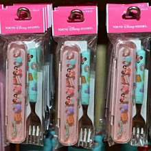 ArielWish日本東京迪士尼Disney米妮甜點系列馬卡龍杯子蛋糕環保餐具湖水綠叉子附夢幻粉紅收納盒-日本製-絕版品