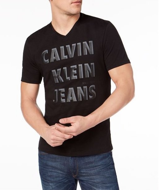 CK Calvin Klein Jeans 小V 短袖 T恤  漆皮印花 立體大LOGO  現貨