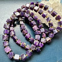 小極品-超美豔紫 紫龍晶6-7mm++立體小方糖方塊隨型（單圈）手珠手鍊DIY串珠隔珠•點點水晶•