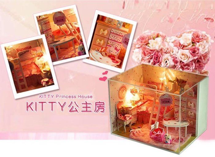 {藤井小舖}趣益雅-Hello Kitty公主房 diy迷你小屋 療癒/迷你家具/婚禮小物/情人節禮物/生日禮物