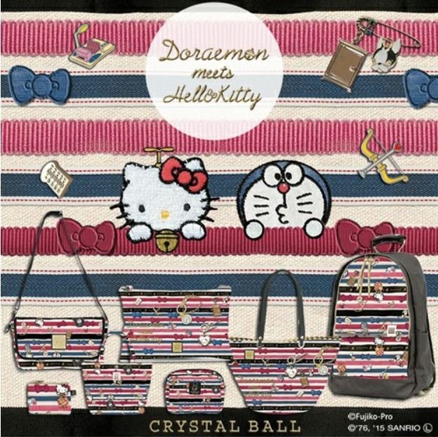 鼎飛臻坊 Doraemon Hello Kitty×CRYSTAL BALL 哆啦A夢 凱蒂貓 後背包 背包 日本正版