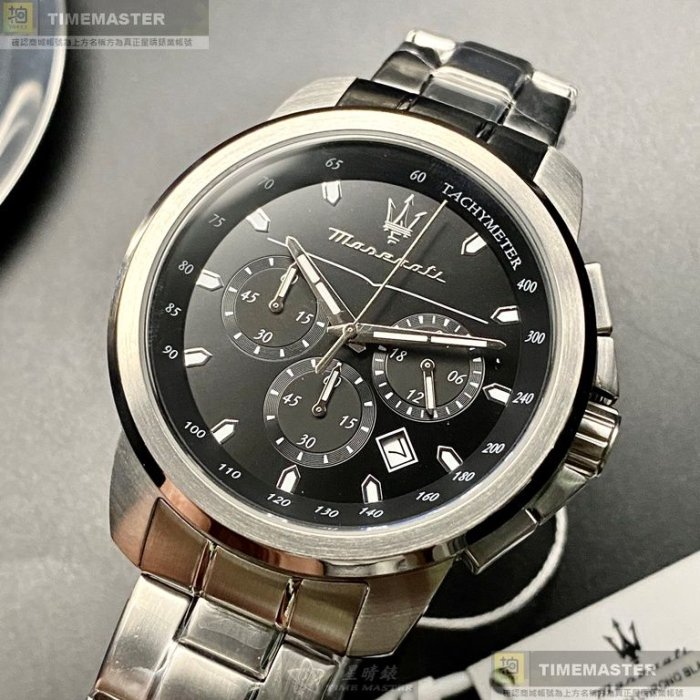 MASERATI手錶,編號R8873621001,44mm銀錶殼,銀色錶帶款