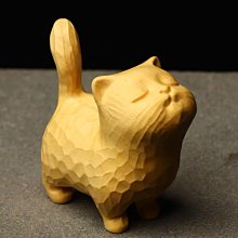 黃楊木雕傲嬌貓咪寵物裝飾擺件現代可愛簡約小貓手把件情侶送禮品