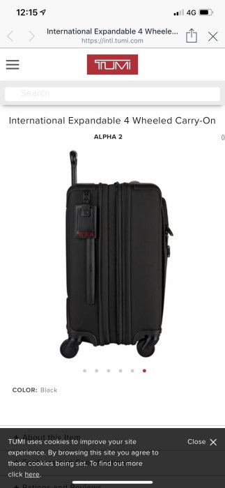 TUMI 美規標準登機箱 黑色 九成九新 登機一次回台 International Expandable 4 Wheeled Carry-On ALPHA2