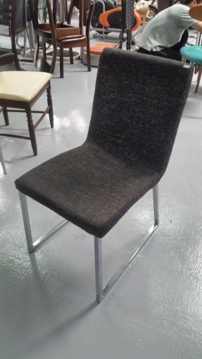宏品2手家具店 F52509灰色布銀腳餐椅*書桌椅 電腦椅 讀書椅 辦公椅 會議椅 洽談桌椅 中古傢俱拍賣