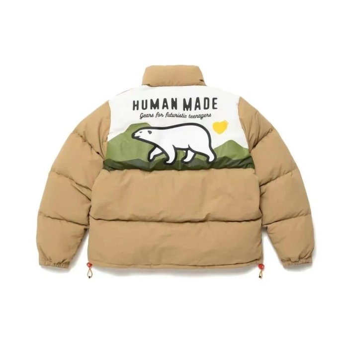 KK精選 HUMAN MADE DOWN JACKET冬季行走北極熊印花面包羽絨棉服外套男女