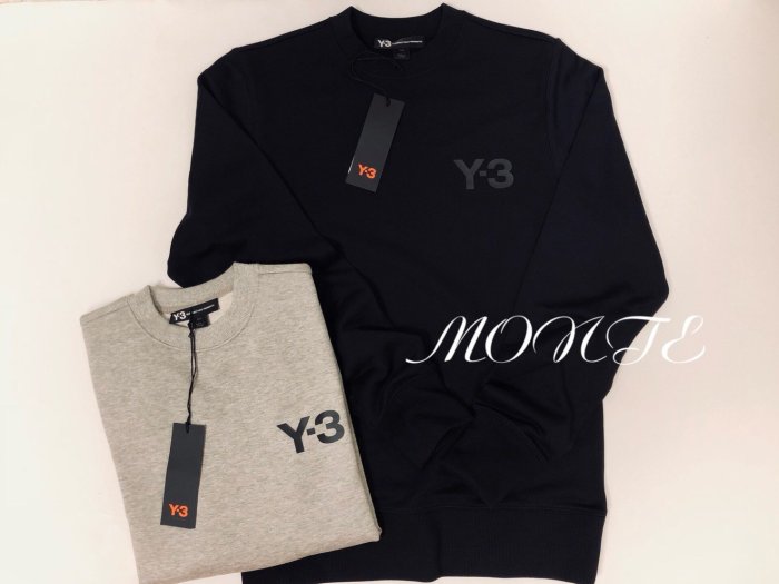 Y3 2018 秋冬新款大學T 小LOGO 黑CY6927 蒙特歐洲精品| Yahoo奇摩拍賣