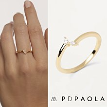PD PAOLA 西班牙時尚潮牌 欖尖切割雙鑽戒指 簡約金色戒指 EVA 下殺