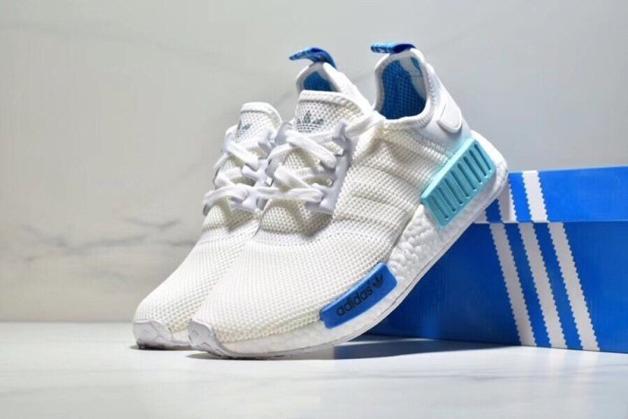 Adidas nmd white blue sale glow