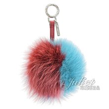 【茱麗葉精品】全新精品 FENDI 專櫃商品 7AR259 銀扣撞色毛球造型鑰匙圈.紅/藍/綠 現貨