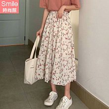 【V3752】SMILE-花漾女孩．清新滿版碎花鬆緊腰A字裙