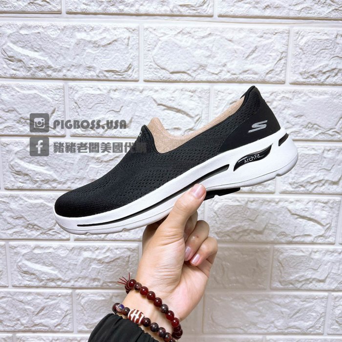 【豬豬老闆】SKECHERS GO WALK ARCH-FIT 健走鞋 懶人鞋 女鞋 黑124483BLK 粉MVE